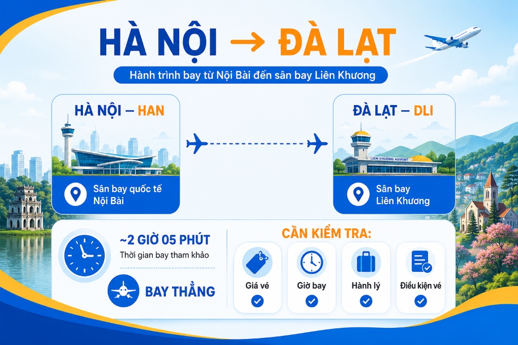Vé máy bay Hà Nội Đà Lạt: tham khảo giá, hãng bay và cách đặt phù hợp