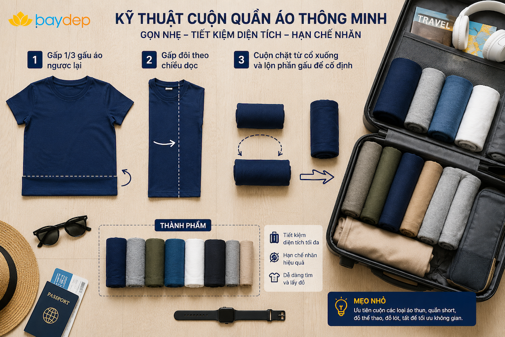 Cách xếp hành lý du lịch gọn nhẹ: 8 bước tối ưu vali cho mọi chuyến đi