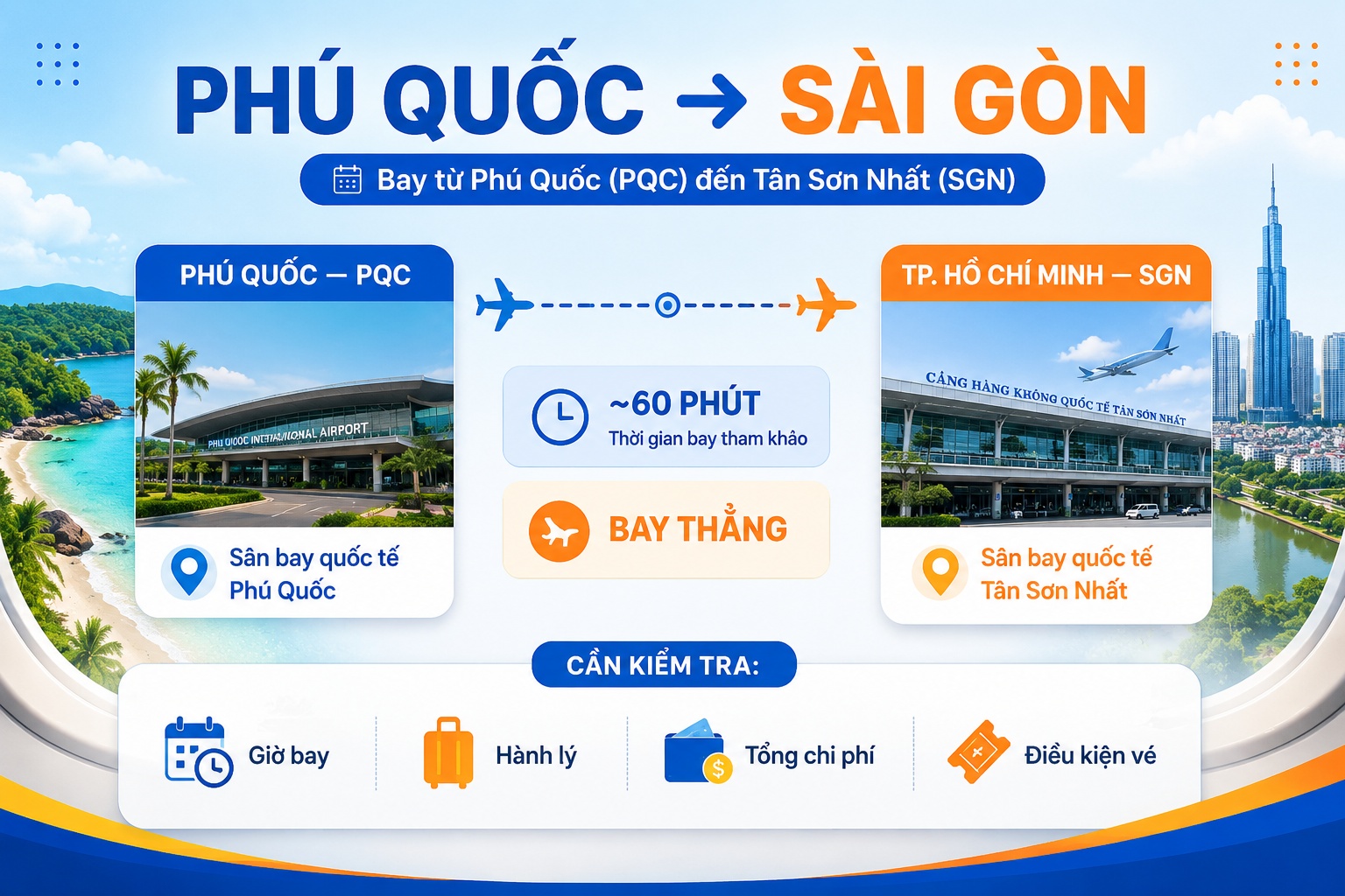 vé máy bay Phú Quốc Sài Gòn và hành trình bay thẳng