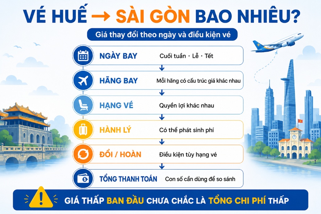 bảng so sánh giá và điều kiện vé theo chuyến bay