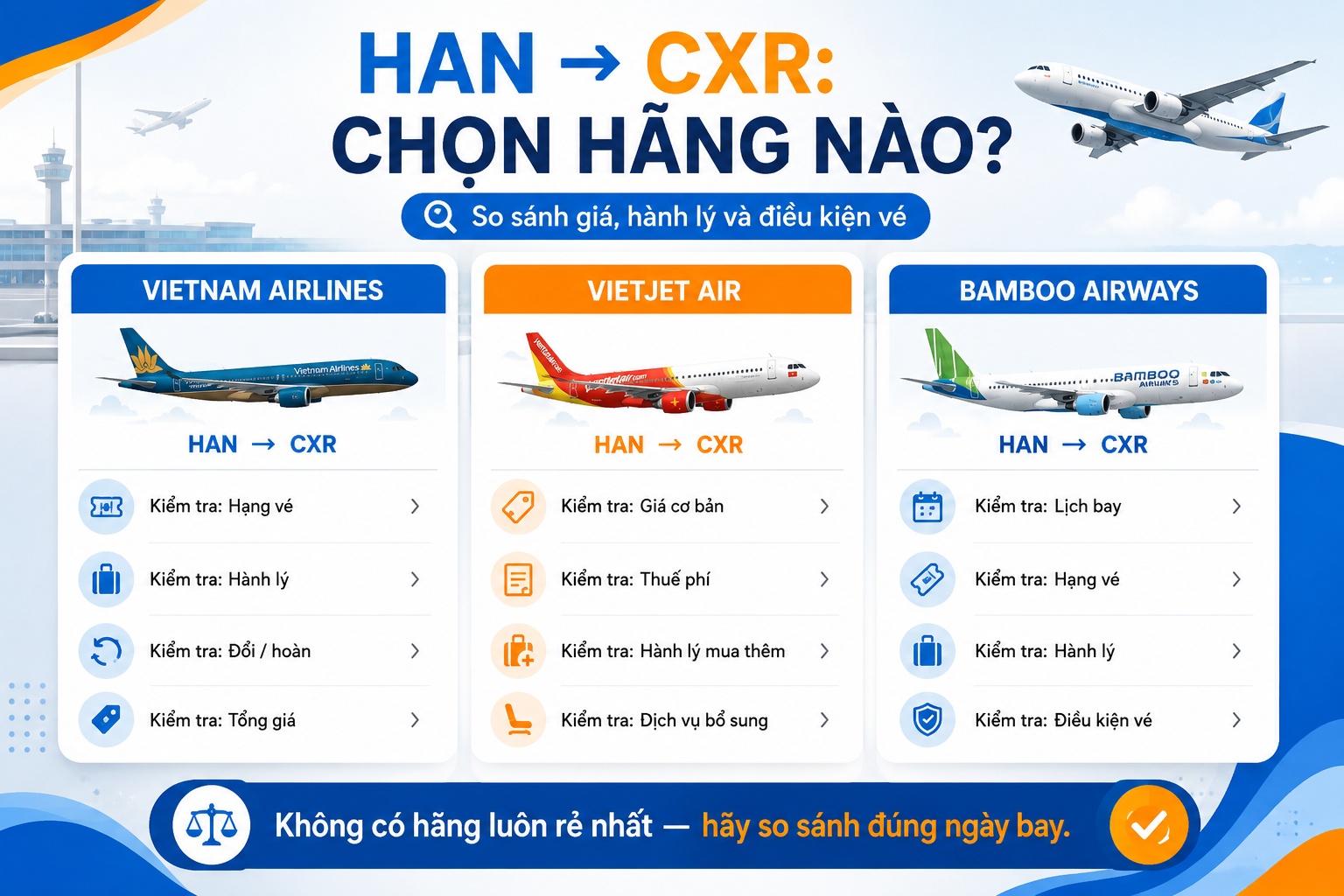 hành khách lựa chọn chuyến bay theo giá và thời gian khởi hành