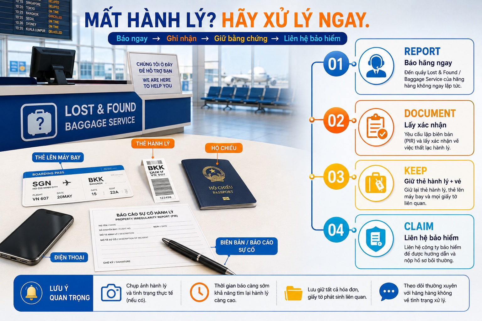 hành khách giữ thẻ hành lý và biên bản thất lạc