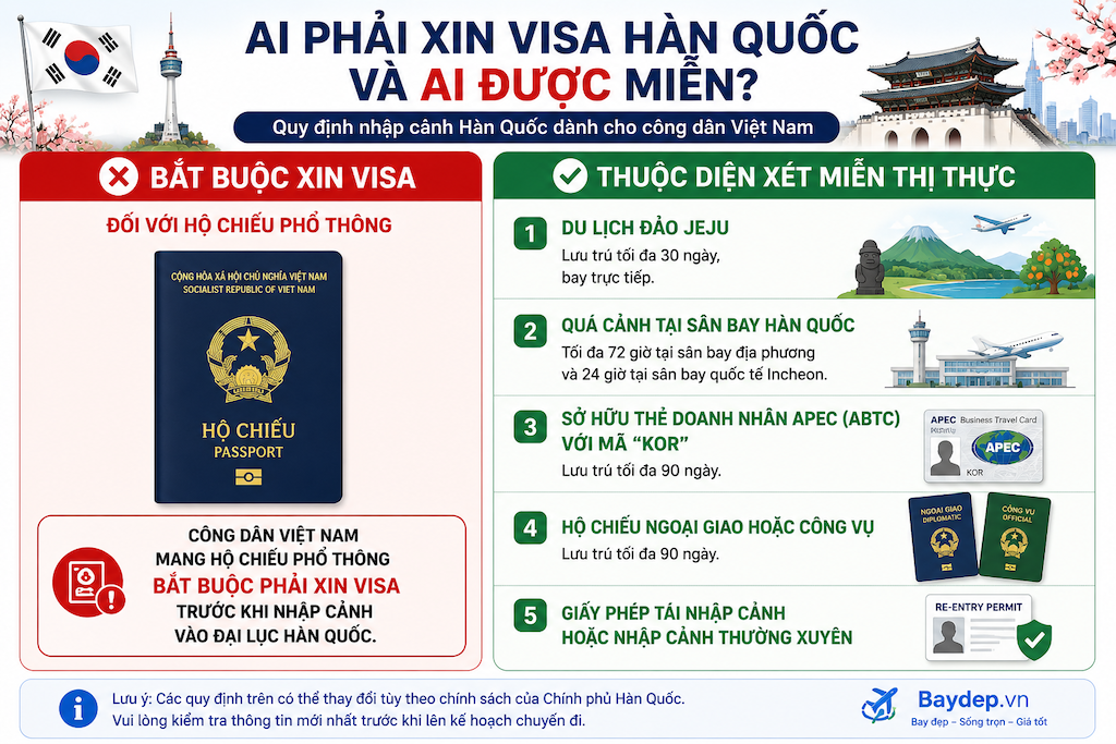 Đi Hàn Quốc có cần visa không? 5 trường hợp được miễn visa cho người Việt