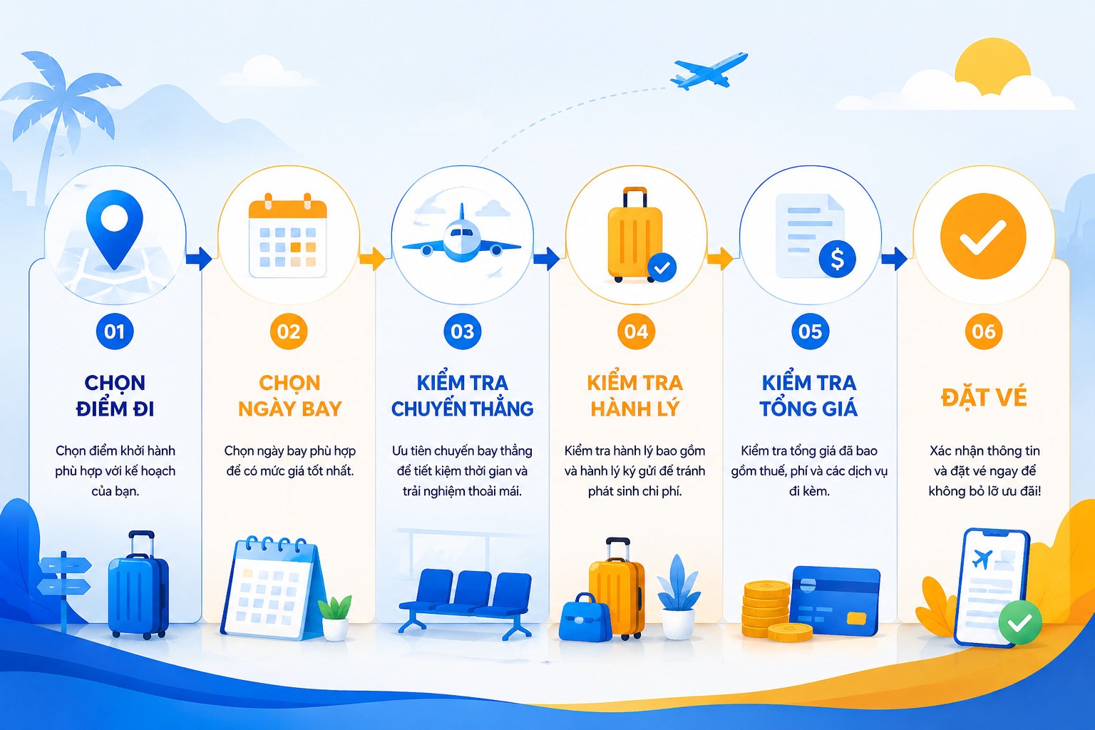 Cách kiểm tra chặng và đặt vé phù hợp