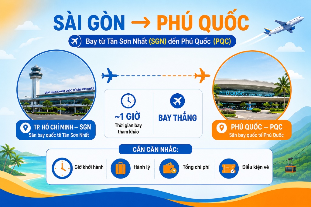 Vé máy bay Sài Gòn Phú Quốc: giá, hãng bay và cách đặt giá siêu tốt