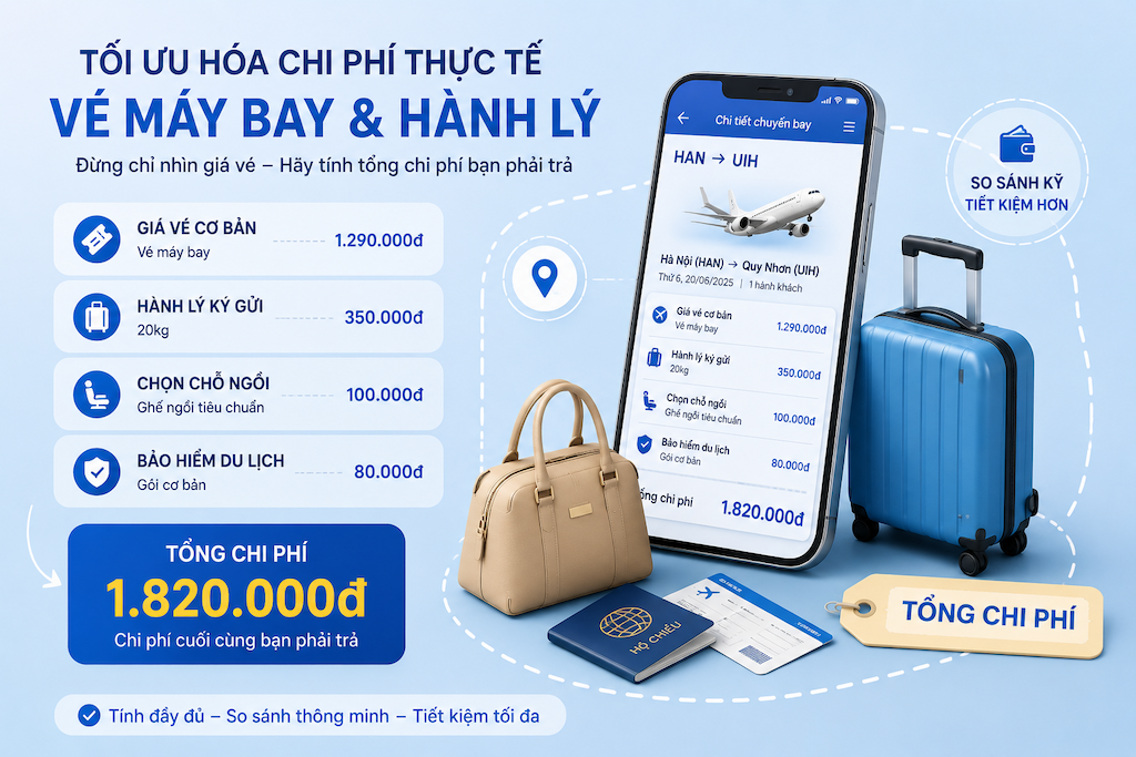 hành khách làm thủ tục check-in tại quầy sân bay trước chuyến bay đi Quy Nhơn