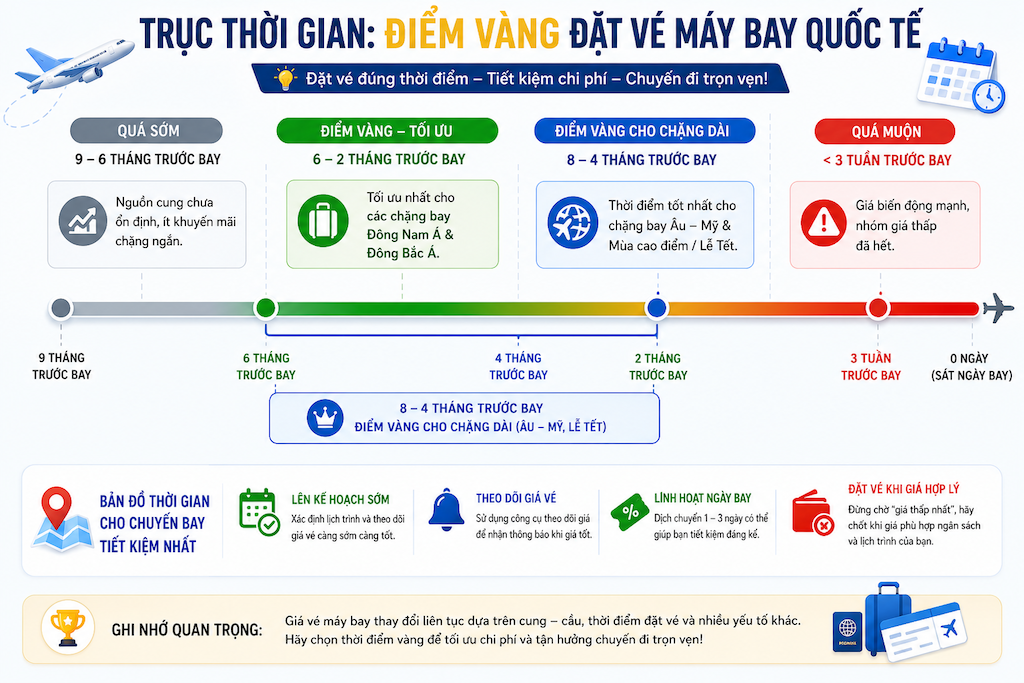 Nên đặt vé máy bay quốc tế trước bao lâu để có giá rẻ nhất?