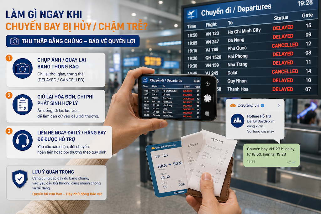 hành khách kiểm tra thông tin chuyến bay trên điện thoại tại sân bay