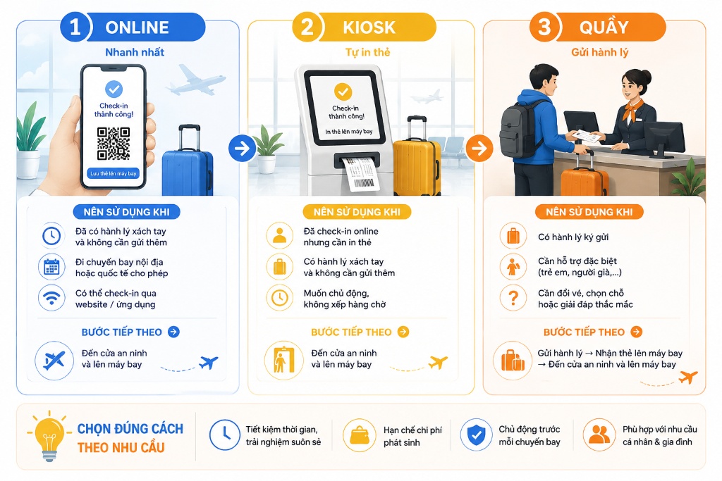 hành khách thực hiện thủ tục check in Vietnam Airlines trực tuyến