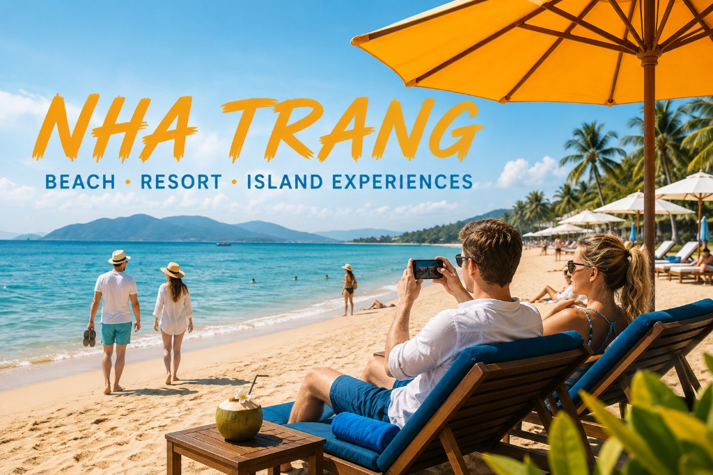 du khách quốc tế nghỉ dưỡng bên bờ biển Nha Trang mùa hè