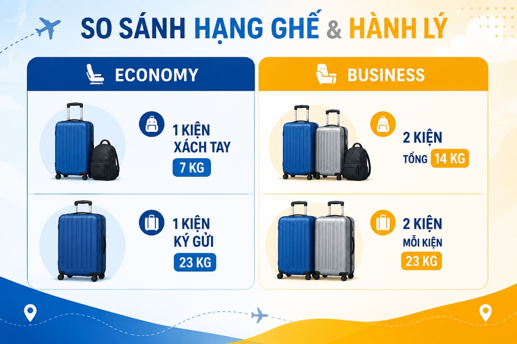 Sun Phu Quoc Airways hành lý: Xách tay, ký gửi bao nhiêu kg?