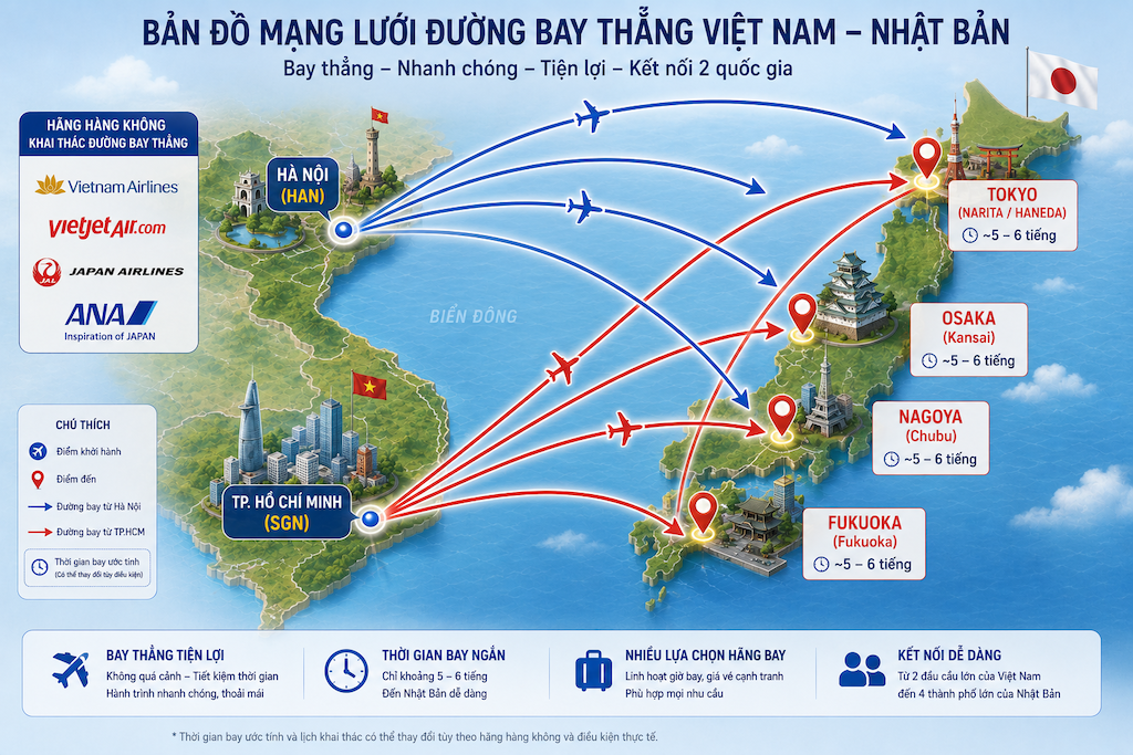 Vé máy bay Việt Nam đi Nhật Bản: chọn hãng nào, bay chặng nào và đặt lúc nào để không bị đắt?