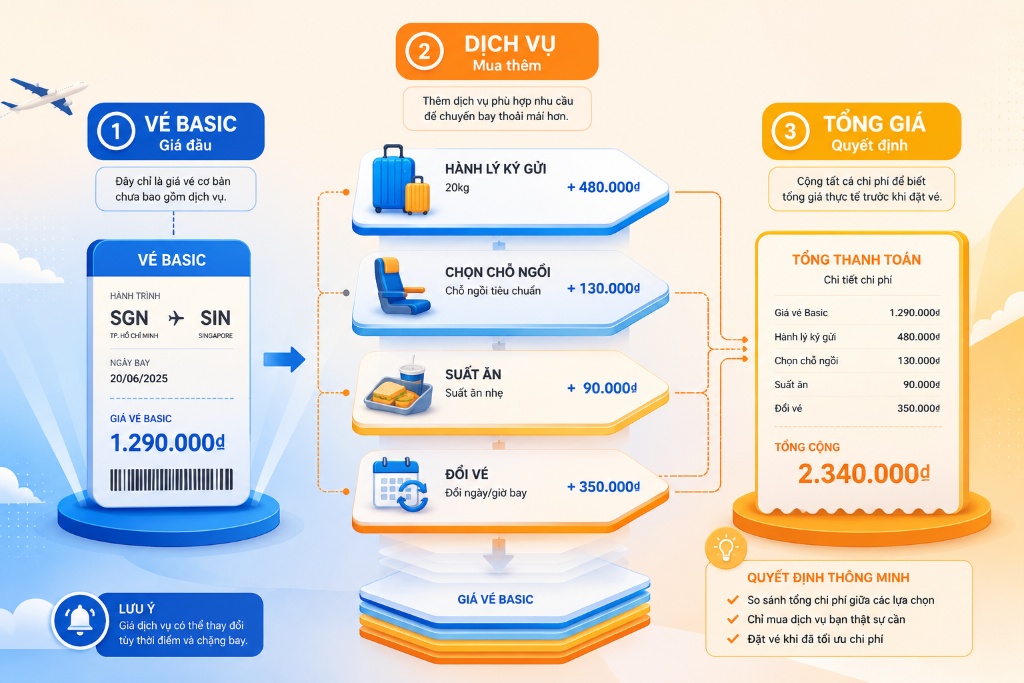 bảng so sánh quyền lợi vé Scoot và vé đầy đủ