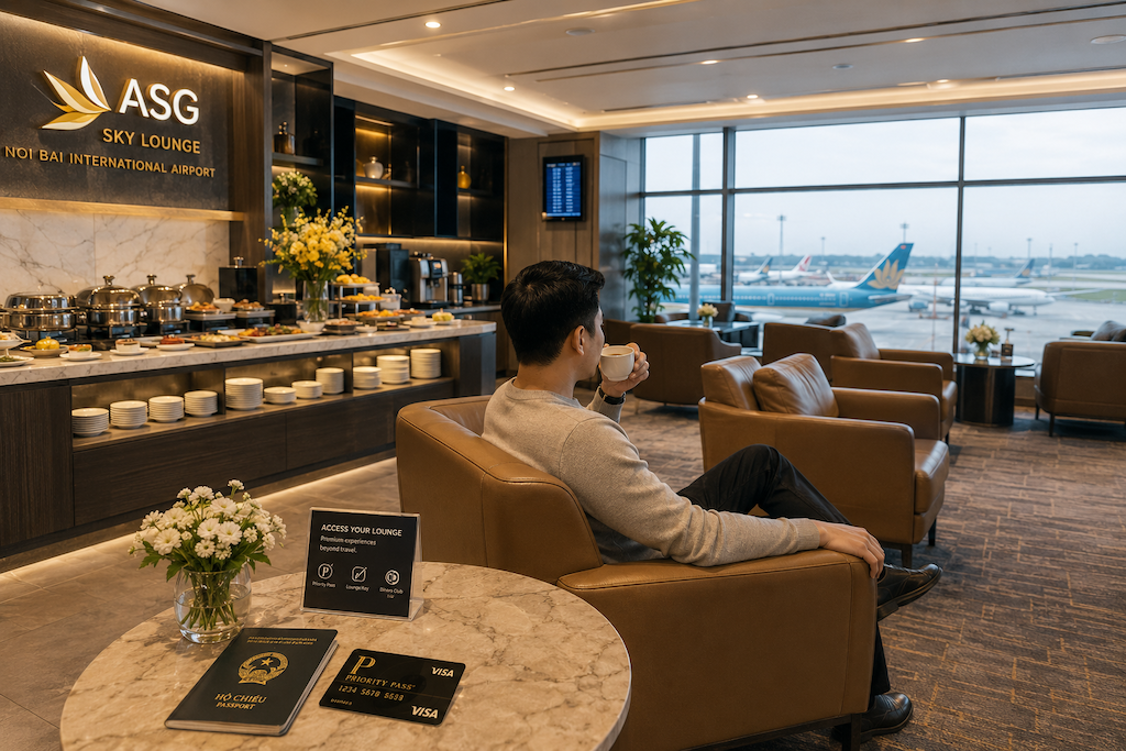 hành khách sử dụng dịch vụ tiện ích tại sân bay Nội Bài Việt Nam
