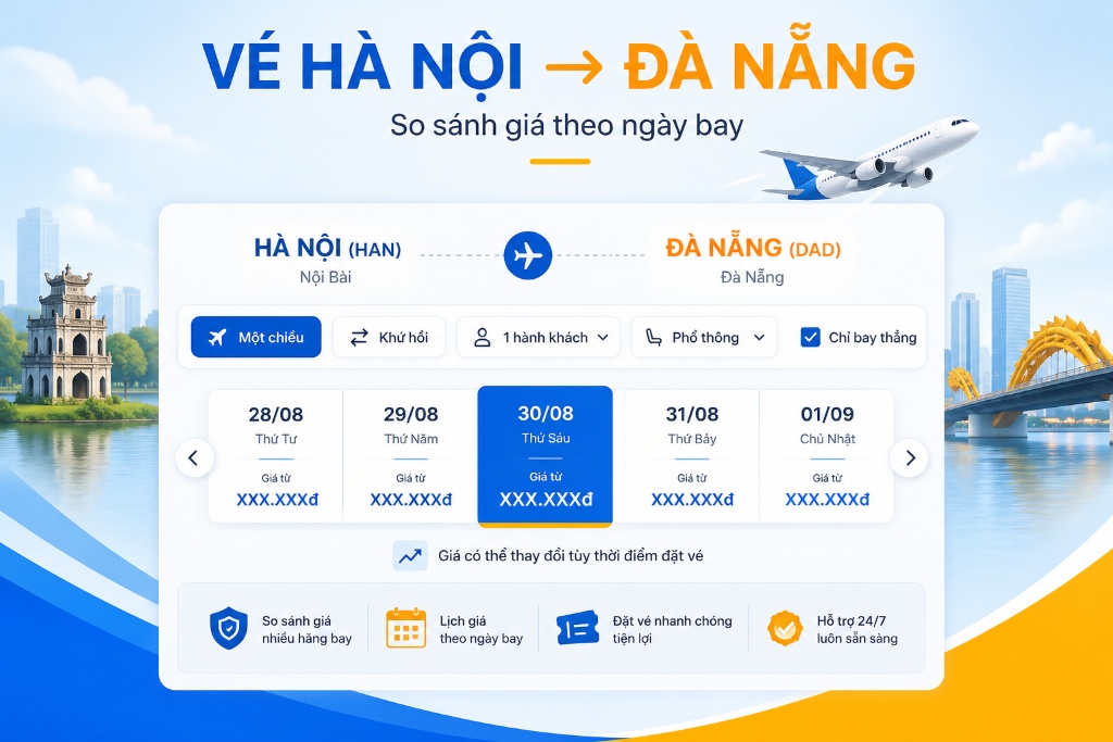 Vé máy bay Hà Nội Đà Nẵng: cách chọn chuyến giá rẻ, không delay