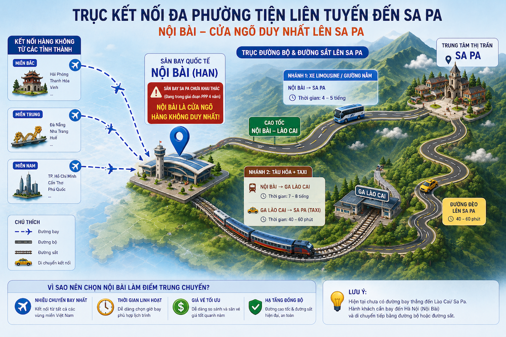 Bay đến sân bay nào để đi Sa Pa? Lựa chọn và lộ trình từng phương tiện