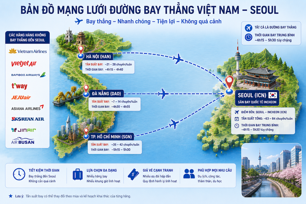 Vé máy bay Việt Nam đi Hàn Quốc: hãng nào phù hợp, cách đặt vé để có giá tốt?
