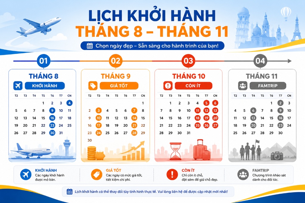 Lịch tour Nga 9N8Đ khởi hành từ Hà Nội
