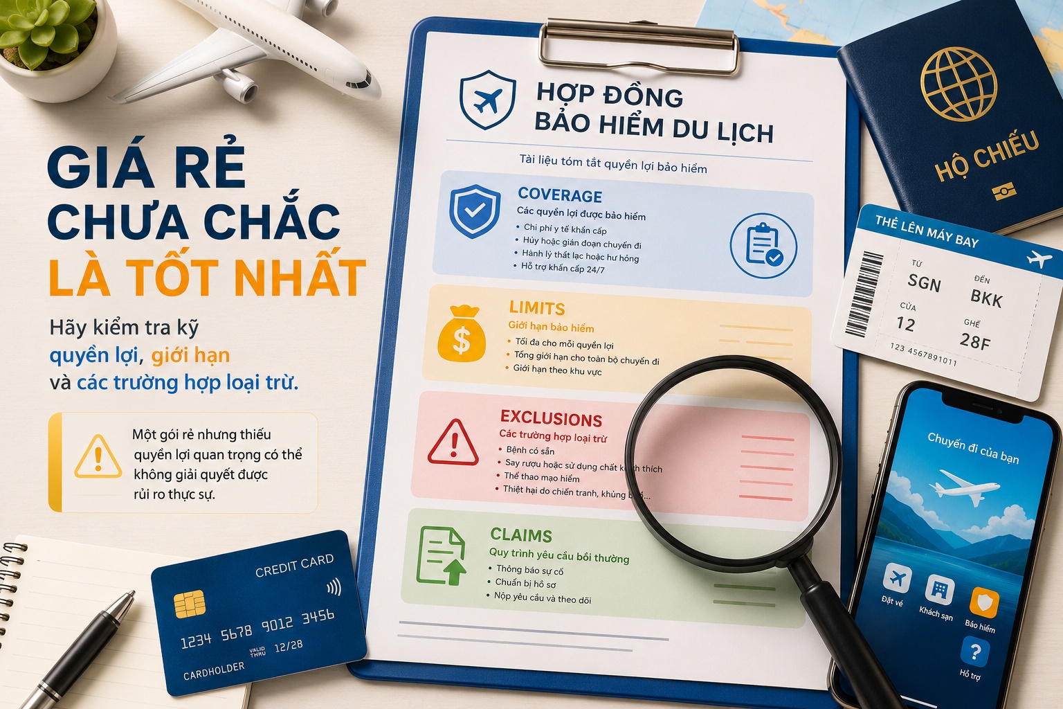 du khách đọc kỹ điều khoản và phạm vi bảo hiểm trước chuyến đi