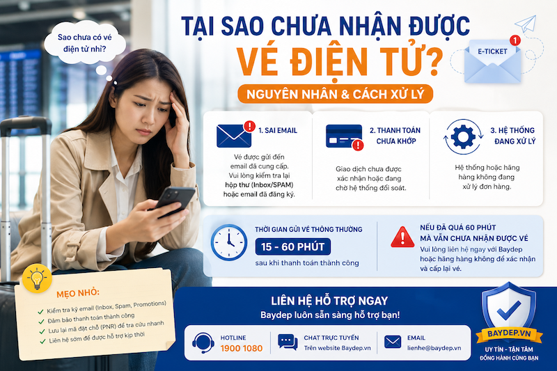 Tại sao chưa nhận được vé điện tử? Nguyên nhân và cách xử lý