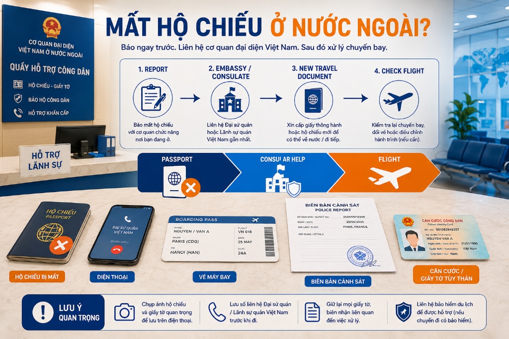 mất hộ chiếu ở nước ngoài phải làm sao khi du lịch