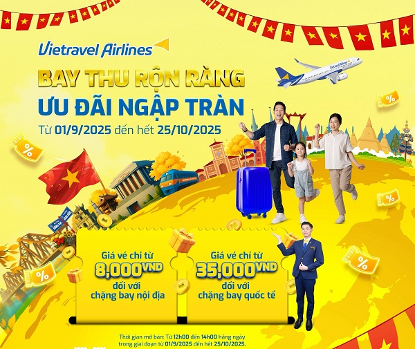 Khuyến mãi mùa thu – Bay cùng Vietravel Airlines với giá cực sốc
