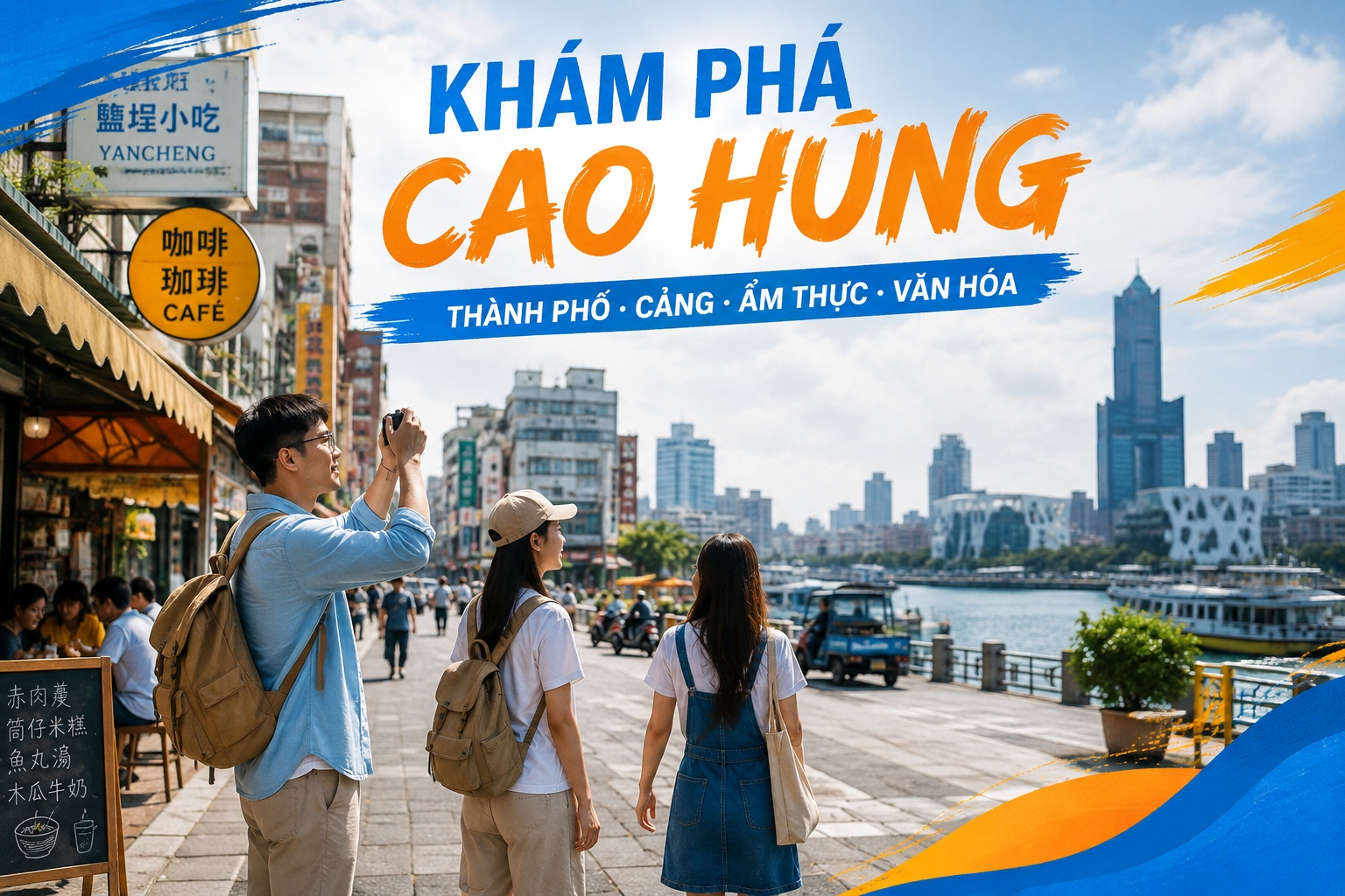 du khách khám phá không gian cảng và đường phố tại Cao Hùng