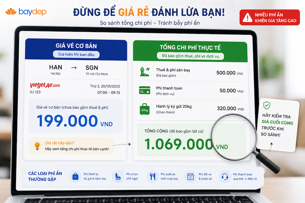 màn hình điện thoại hiển thị thông báo khuyến mãi vé máy bay từ ứng dụng hãng bay