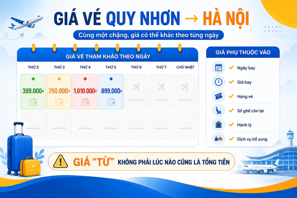 bảng so sánh giá chuyến bay theo ngày và hạng vé
