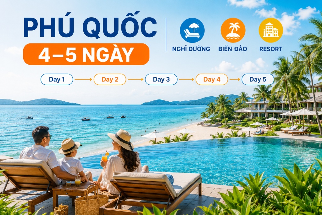 gia đình nghỉ dưỡng bên bãi biển Phú Quốc dịp lễ