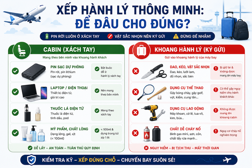 Các vật dụng bị cấm trên chuyến bay quốc tế mà bạn cần biết