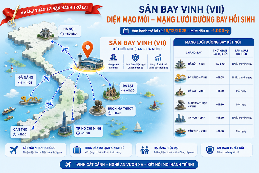 Vé máy bay đi Vinh: thông tin hãng bay và cách săn vé giá tốt