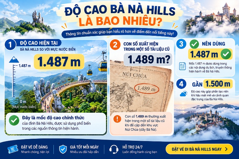 Bà Nà Hill cao bao nhiêu mét? Độ cao chính xác nên biết