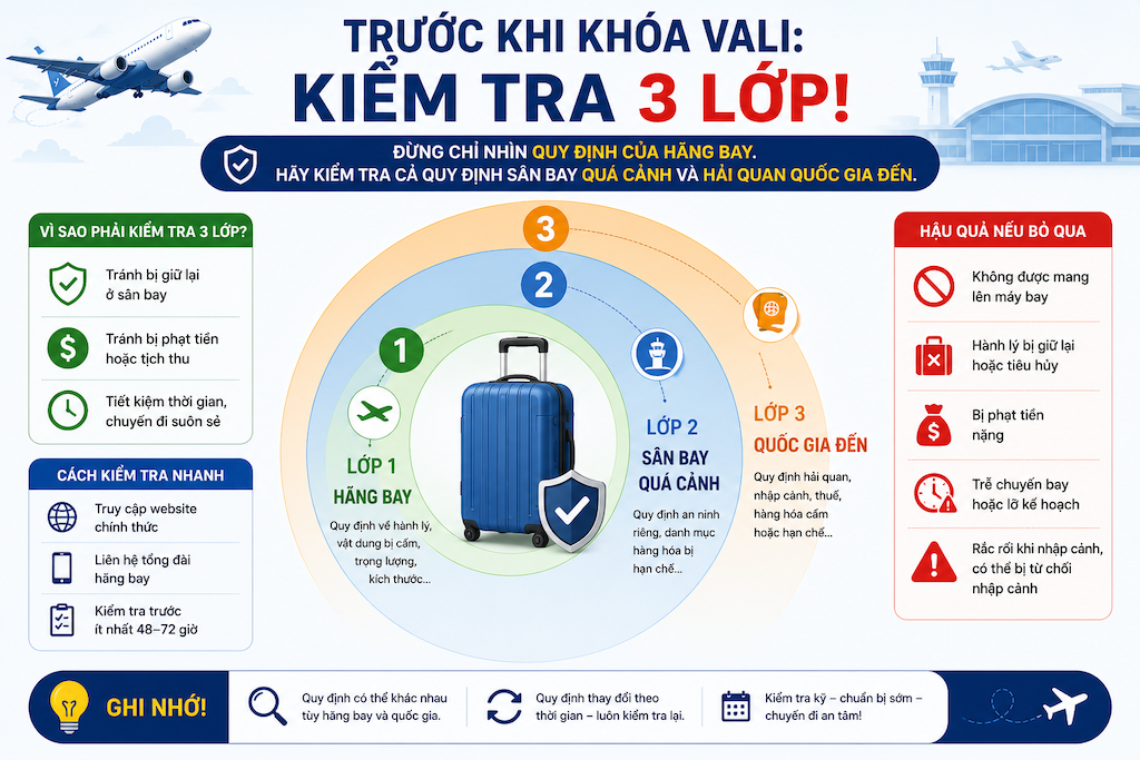 nhân viên an ninh kiểm tra hành lý tại sân bay