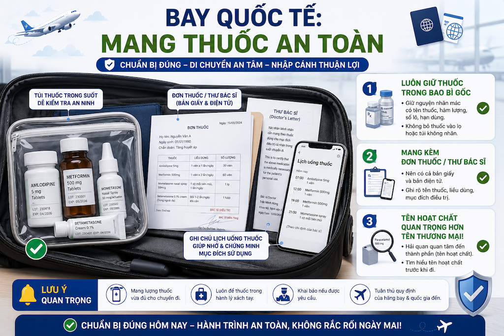 Mang thuốc lên máy bay quốc tế cần lưu ý gì? 8 điểm cần nhớ