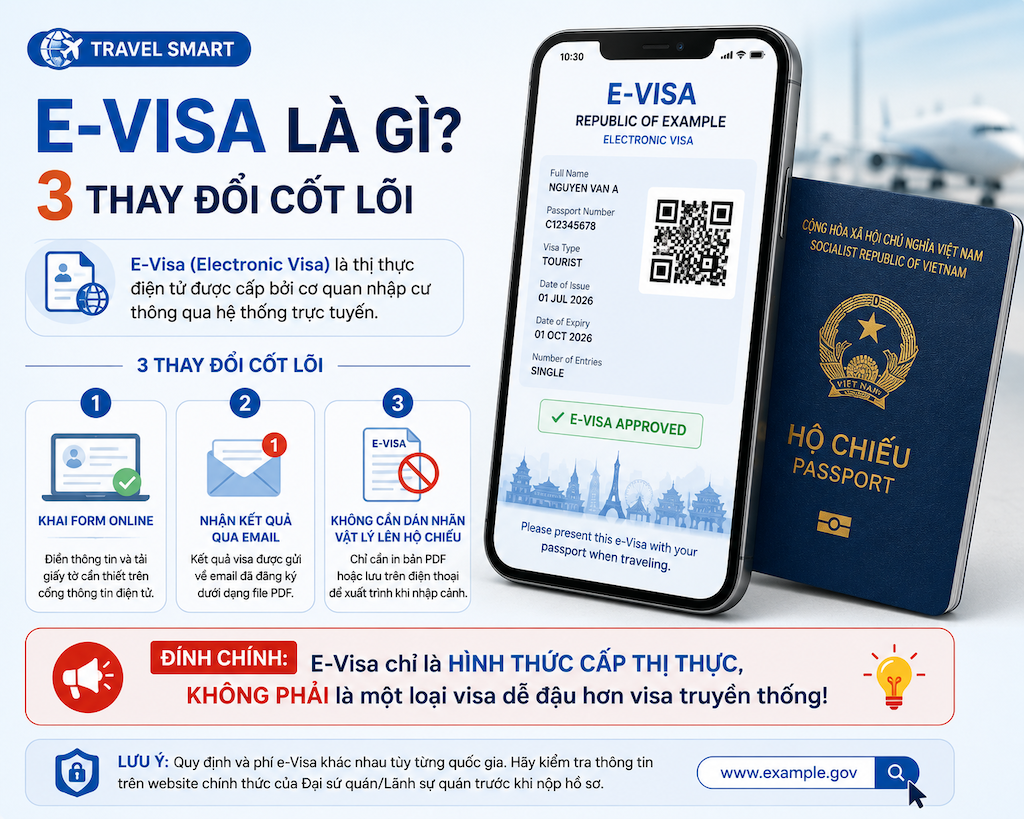 Visa điện tử (E-Visa) là gì, khác ETA và visa dán ra sao?