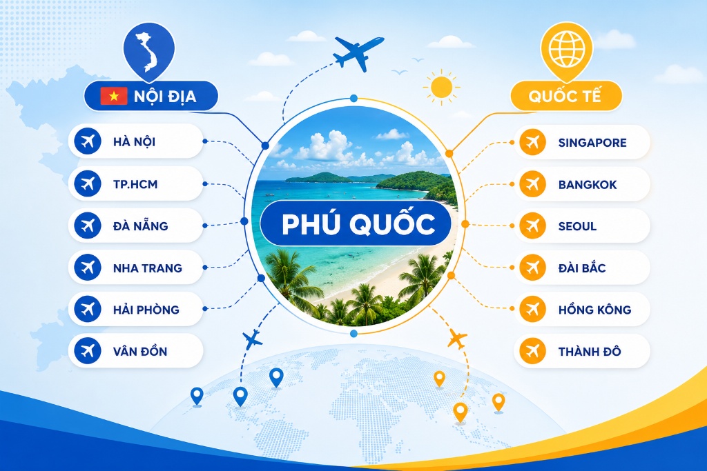 Lịch bay Sun Phu Quoc Airways: cách tra cứu theo chặng