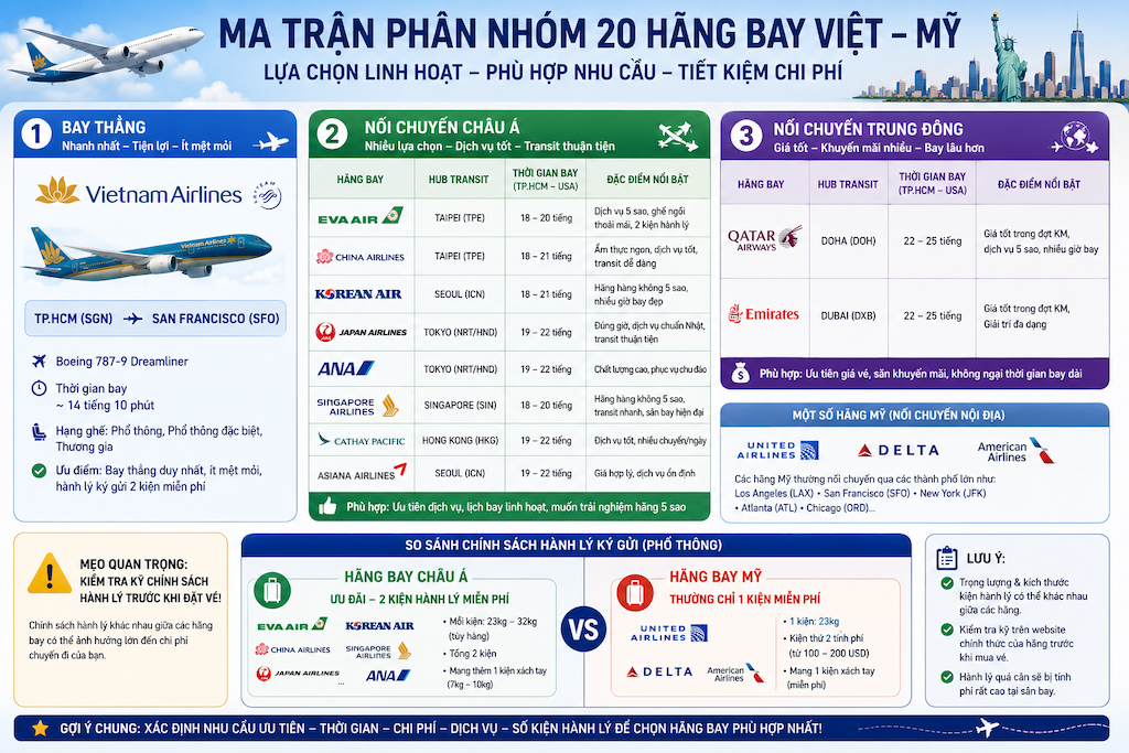Vé máy bay Việt Nam đi Mỹ: Giá vé mới nhất và cách đặt vé tiết kiệm