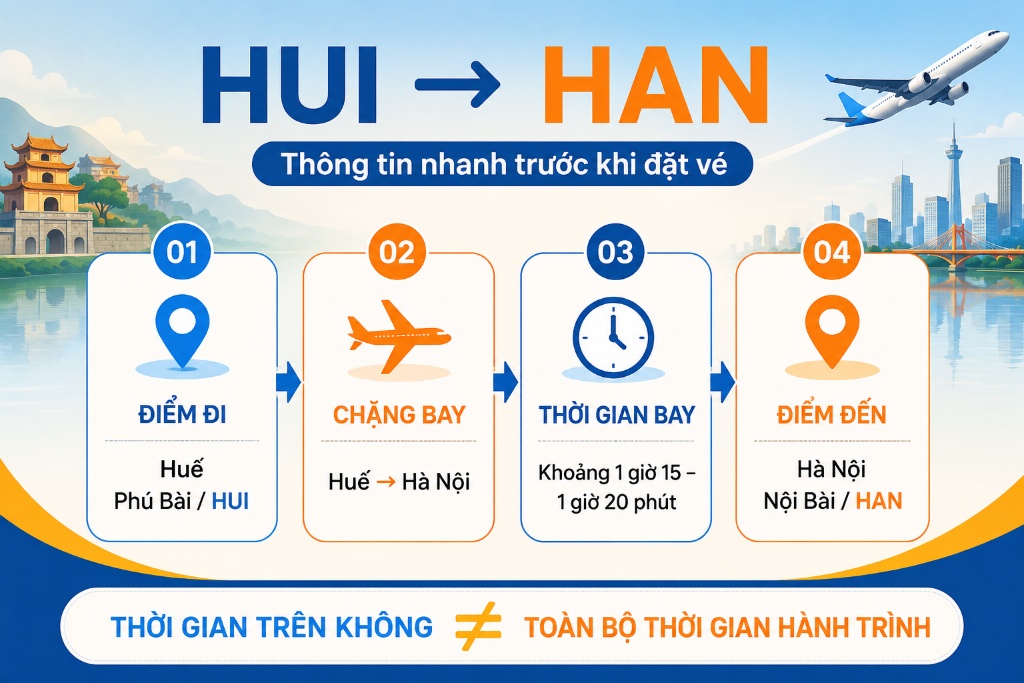 máy bay các hãng khai thác hành trình Huế đến Hà Nội
