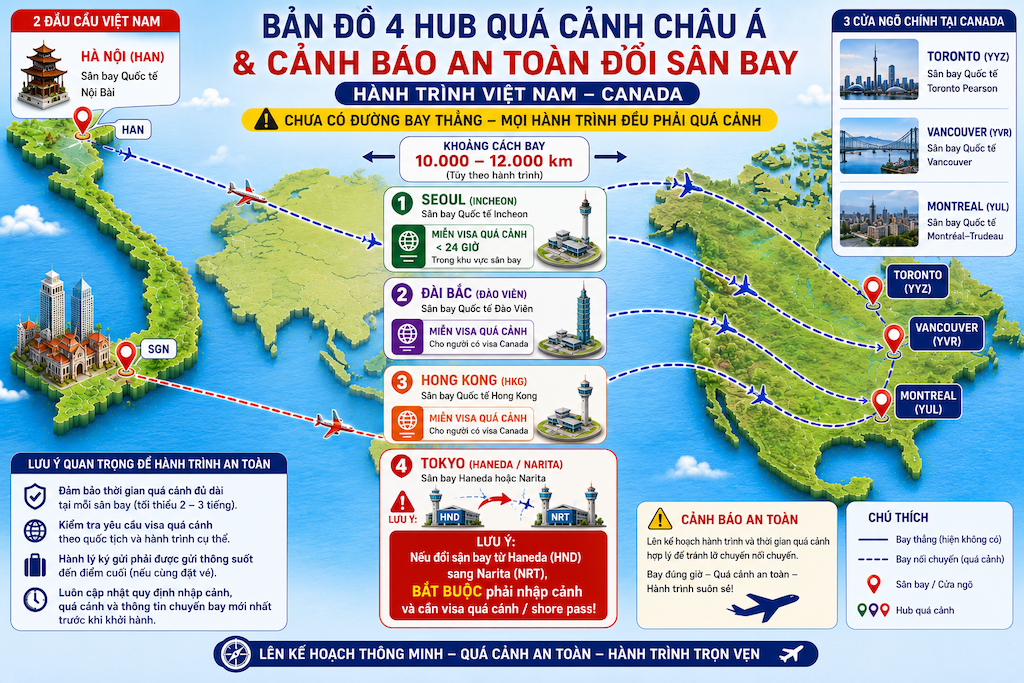 Vé máy bay Việt Nam đi Canada: giá vé, hãng bay và cách chọn chặng hợp lý