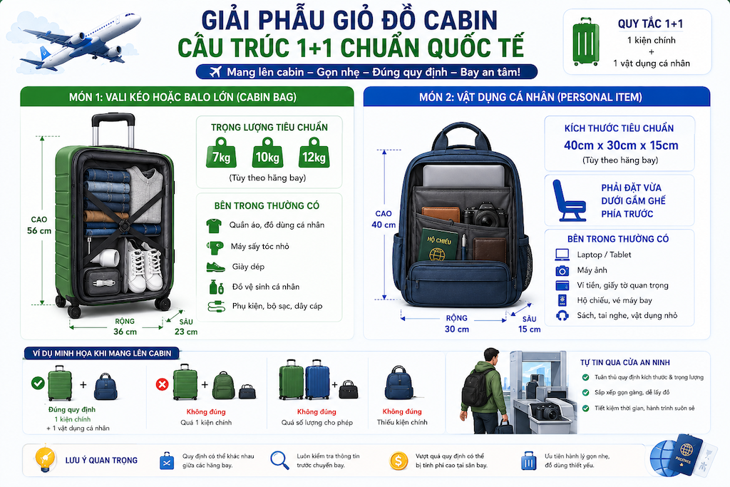 Hành lý xách tay quốc tế gồm những gì? Những vật dụng được phép mang