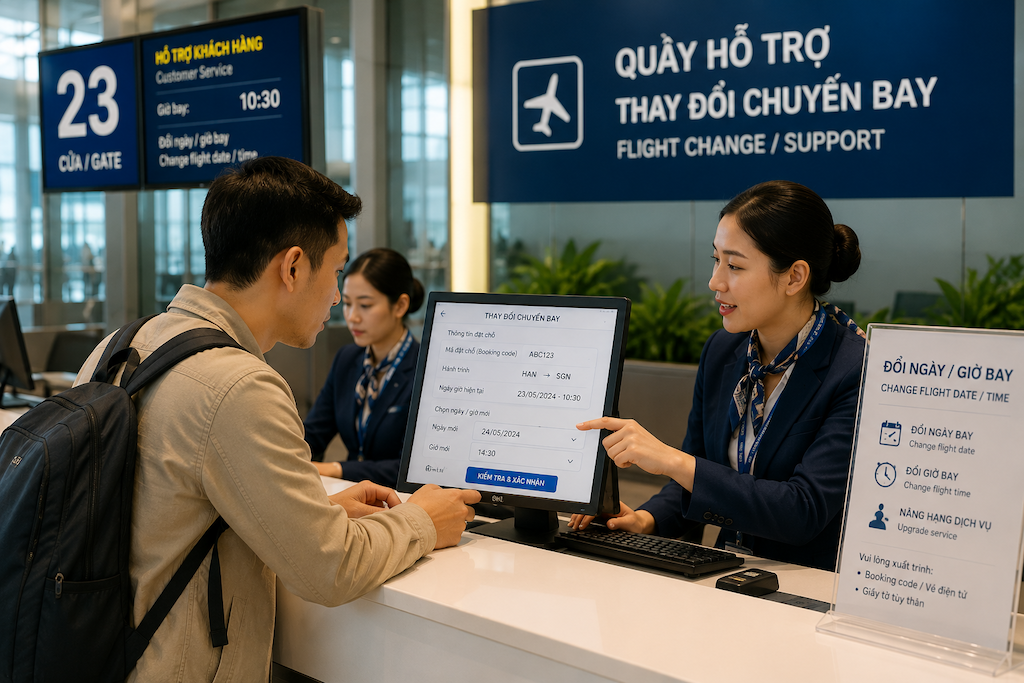 Làm thế nào để đổi ngày hoặc giờ bay khi lịch trình thay đổi?