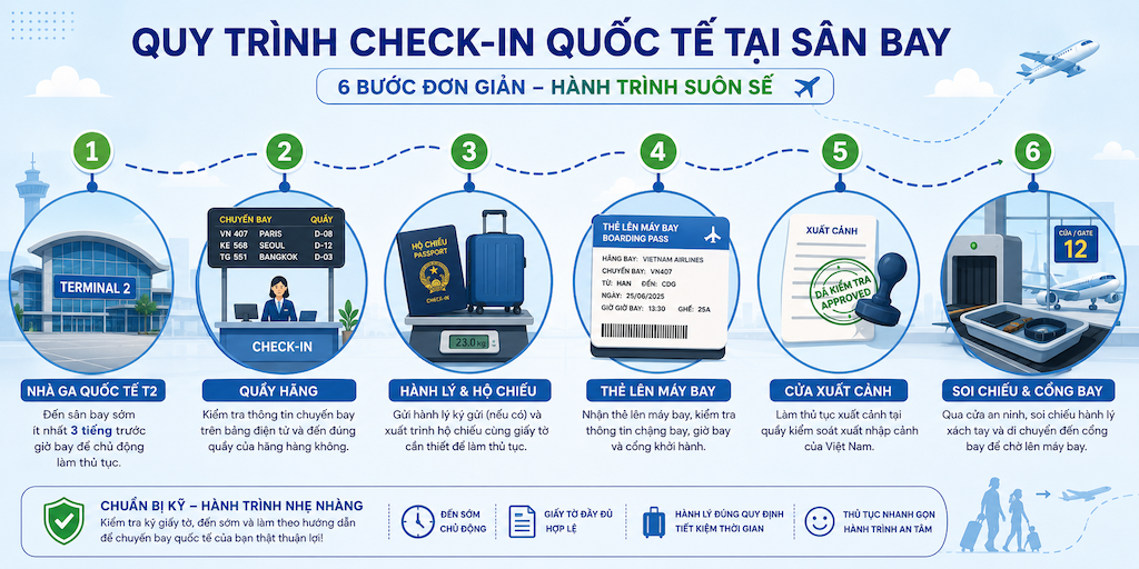 Thủ tục check-in chuyến bay quốc tế: Quy trình từng bước chi tiết nhất
