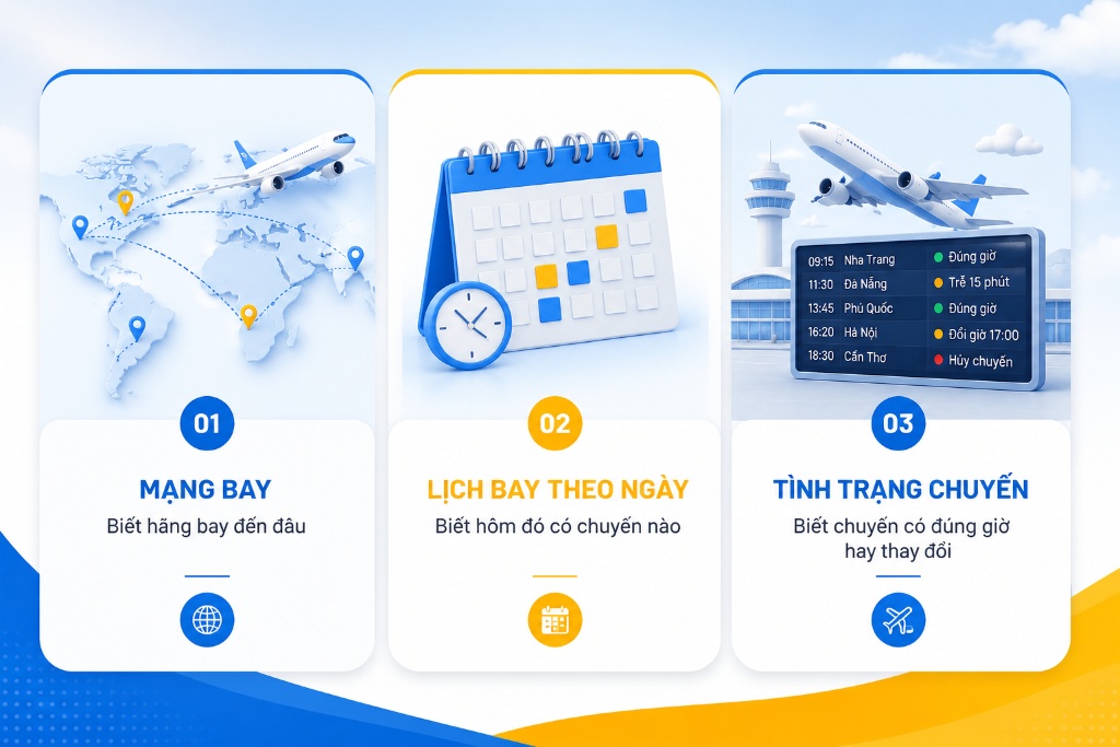 hành khách so sánh các khung giờ chuyến bay trong ngày