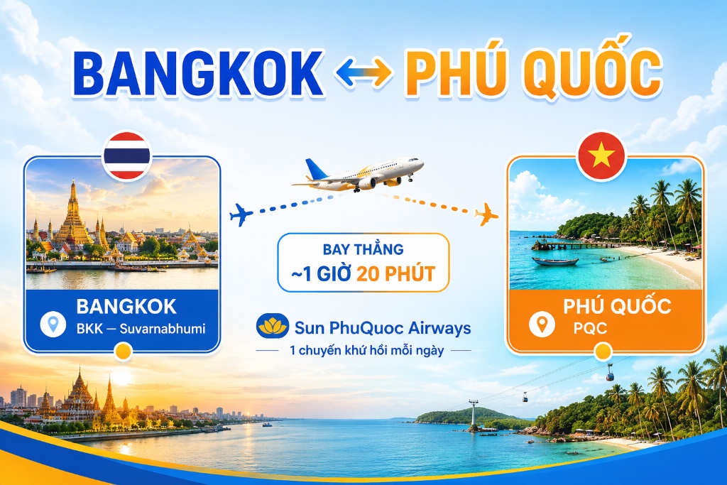 Sun PhuQuoc Airways mở đường bay Bangkok Phú Quốc trực tiếp