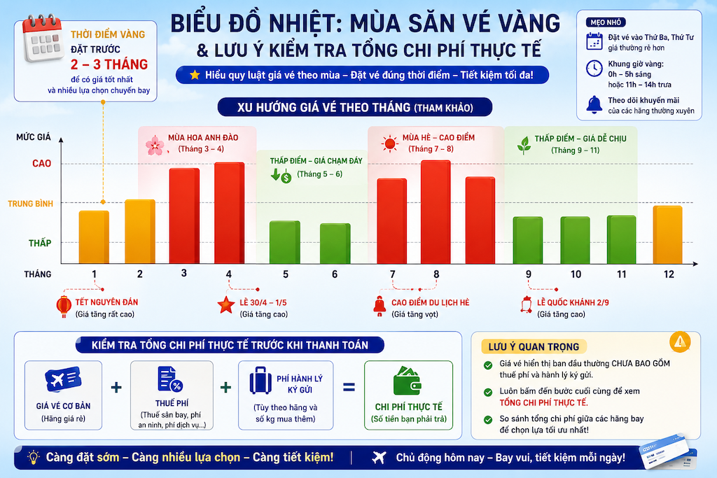 Giá vé dao động thế nào và khi nào mua được giá tốt?