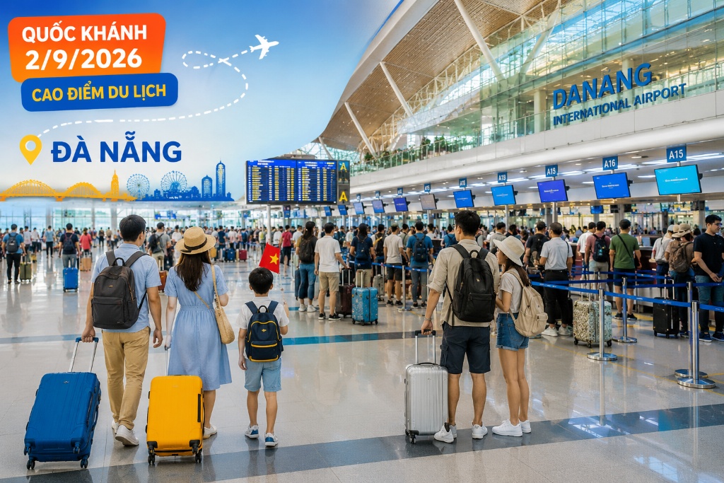 sân bay Đà Nẵng dịp 2/9 đón hành khách cao điểm