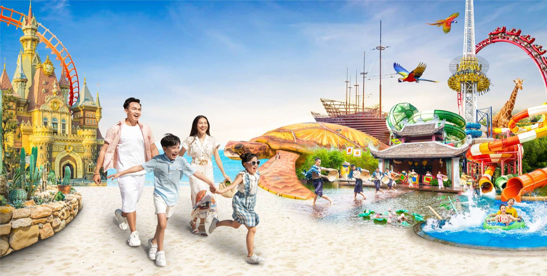 gia đình vui chơi tại River Safari VinWonders Nam Hội An