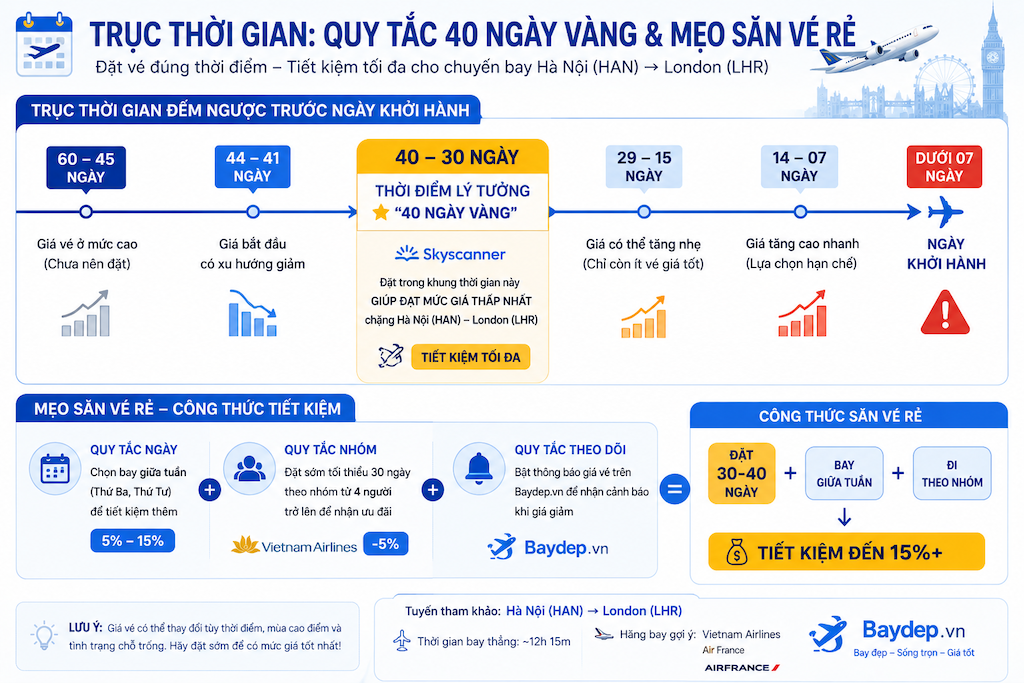 Vé máy bay Việt Nam đi Anh: chọn hãng giá rẻ và cách đặt vé thông minh