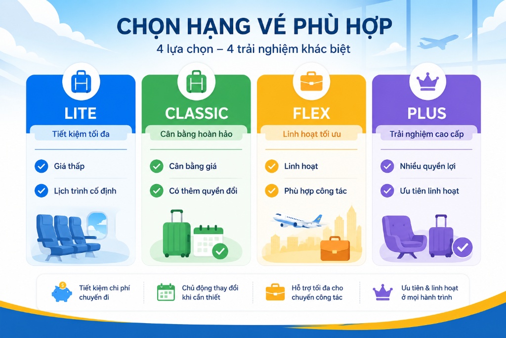 các hạng vé Sun PhuQuoc Airways và quyền lợi đi kèm